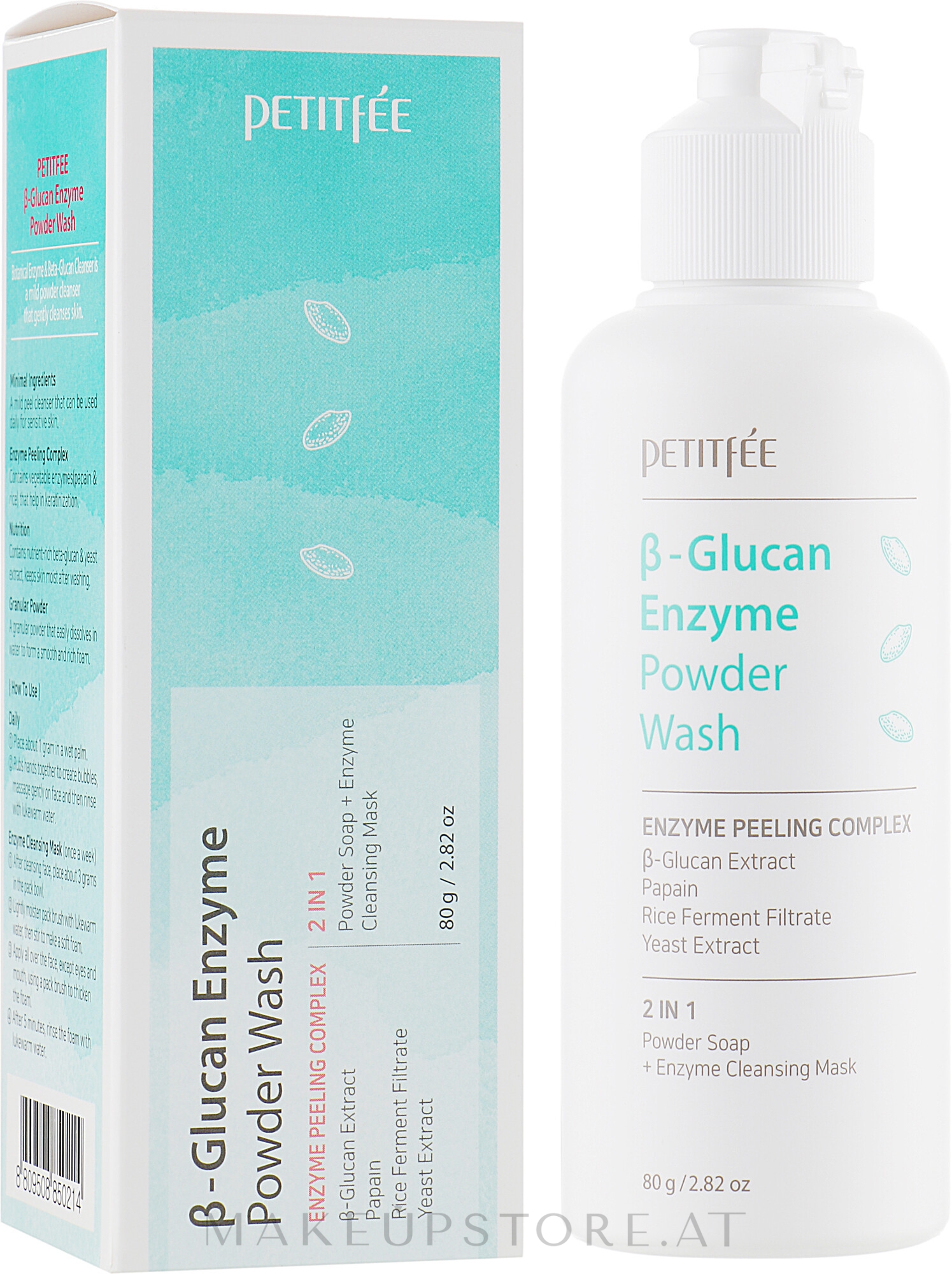 Petitfee&Koelf Beta-Glucan Enzyme Powder Wash Sanft exfolierender Pulverreiniger für das Gesicht mit Beta-Glucan, Papain und Hefeextrakt